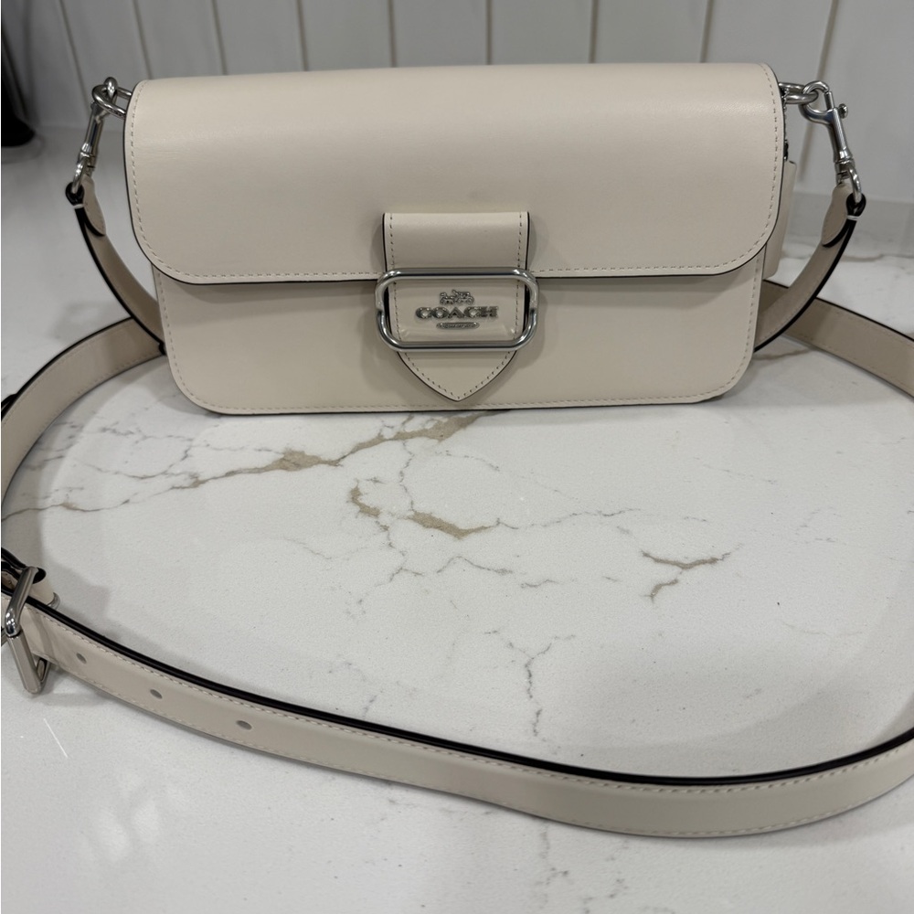 NEW Coach Cream Morgan Shoulder Bag with Silver Hardware